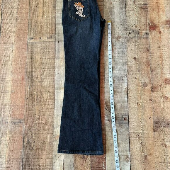 Y2K Hip Jeans USA denim boot cut with cowgirl boots hat on pocket juniors 5 - Picture 4 of 9